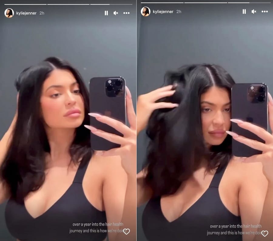 Kylie Jenner Shows Off Natural Hair [Kylie Jenner | Instagram Stories]