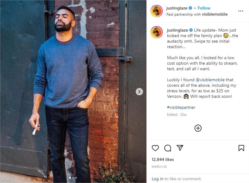 Justin Glaze recreates Ben Affleck meme on Instagram.