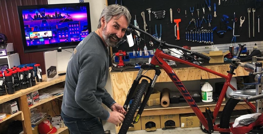 Mike Wolfe Toys With Bike [Mike Wolfe | Instagram]