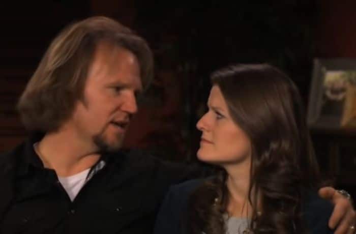 Robyn Brown and Kody Brown looking at each other during interview for 'Sister Wives' - YouTube/TLC