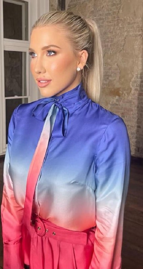 Savannah Chrisley In Blue & Red Dress [Savannah Chrisley | Instagram]