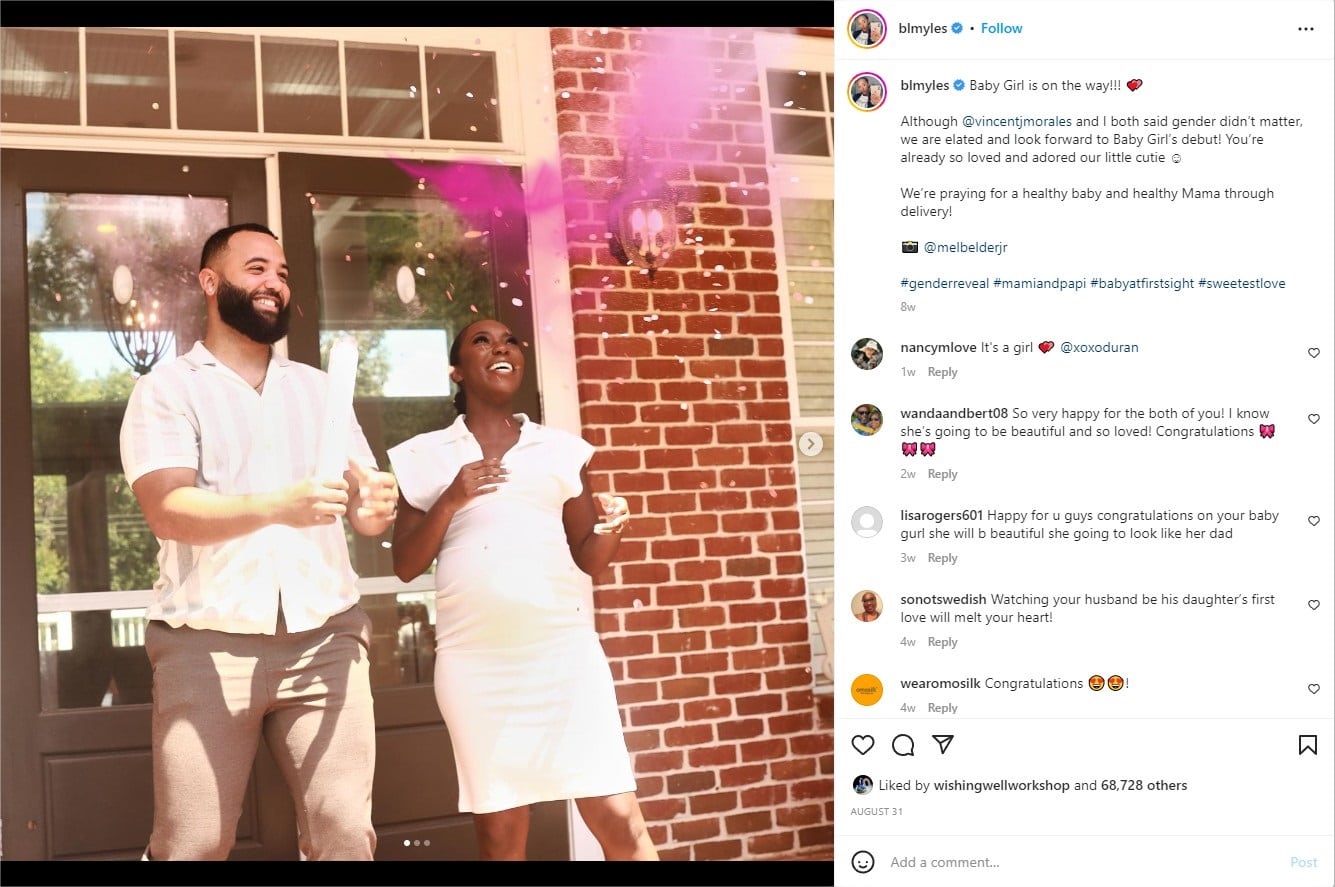 Vincent Morales and Briana Myles at their gender reveal party.