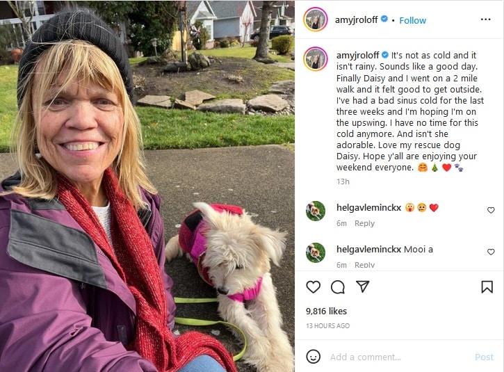 Amy Roloff With Rescue Dog Daisy [Amy Roloff | Instagram]