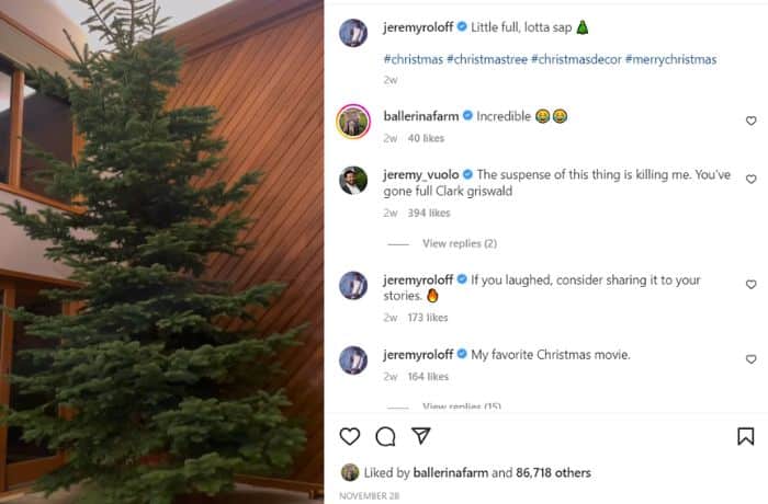Audrey & Jeremy Roloff Christmas tree compared to Zach Roloff - Instagram, Jeremy Roloff