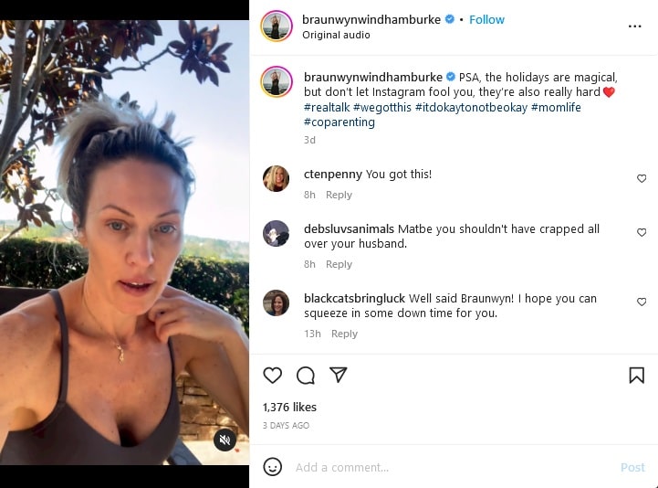 Braunwyn Windham-Burke Talks Divorce Around Holidays [Braunwyn Windham-Burke | Instagram]