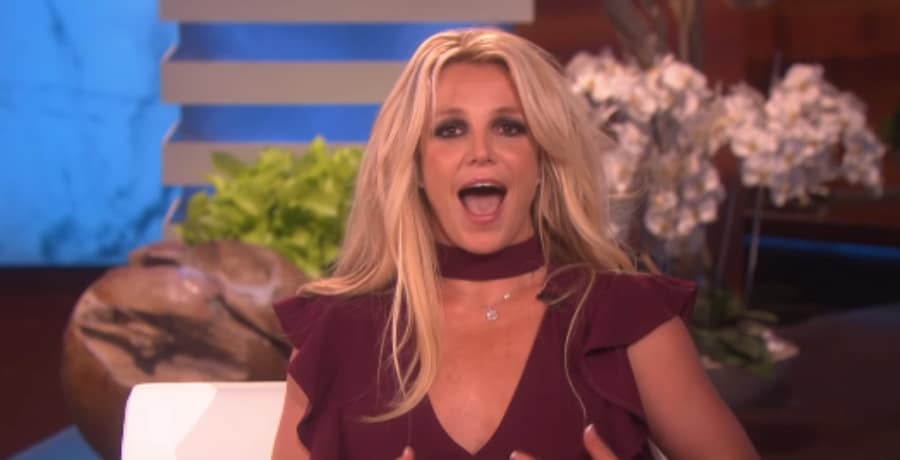 Britney Spears Wears Maroon Dress [Ellen Show | YouTube]