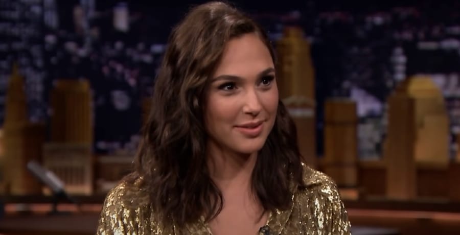 Gal Gadot in a shimmering gold top on 'The Tonight Show Starring Jimmy Fallon.'