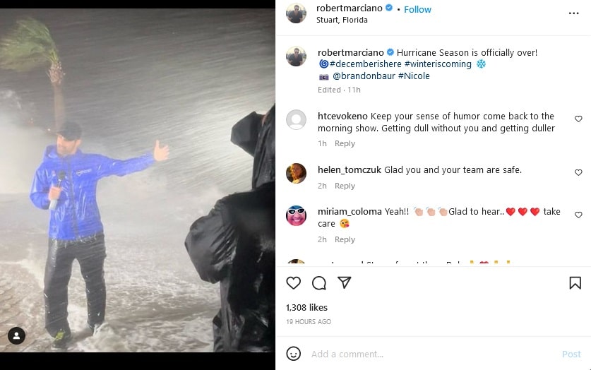 Rob Marciano In Florida Storm [Rob Marciano | Instagram]