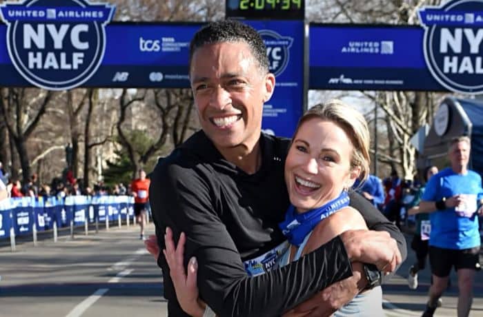 TJ Holmes and Amy Robach after running the NYC half marathon - YouTube, E!News