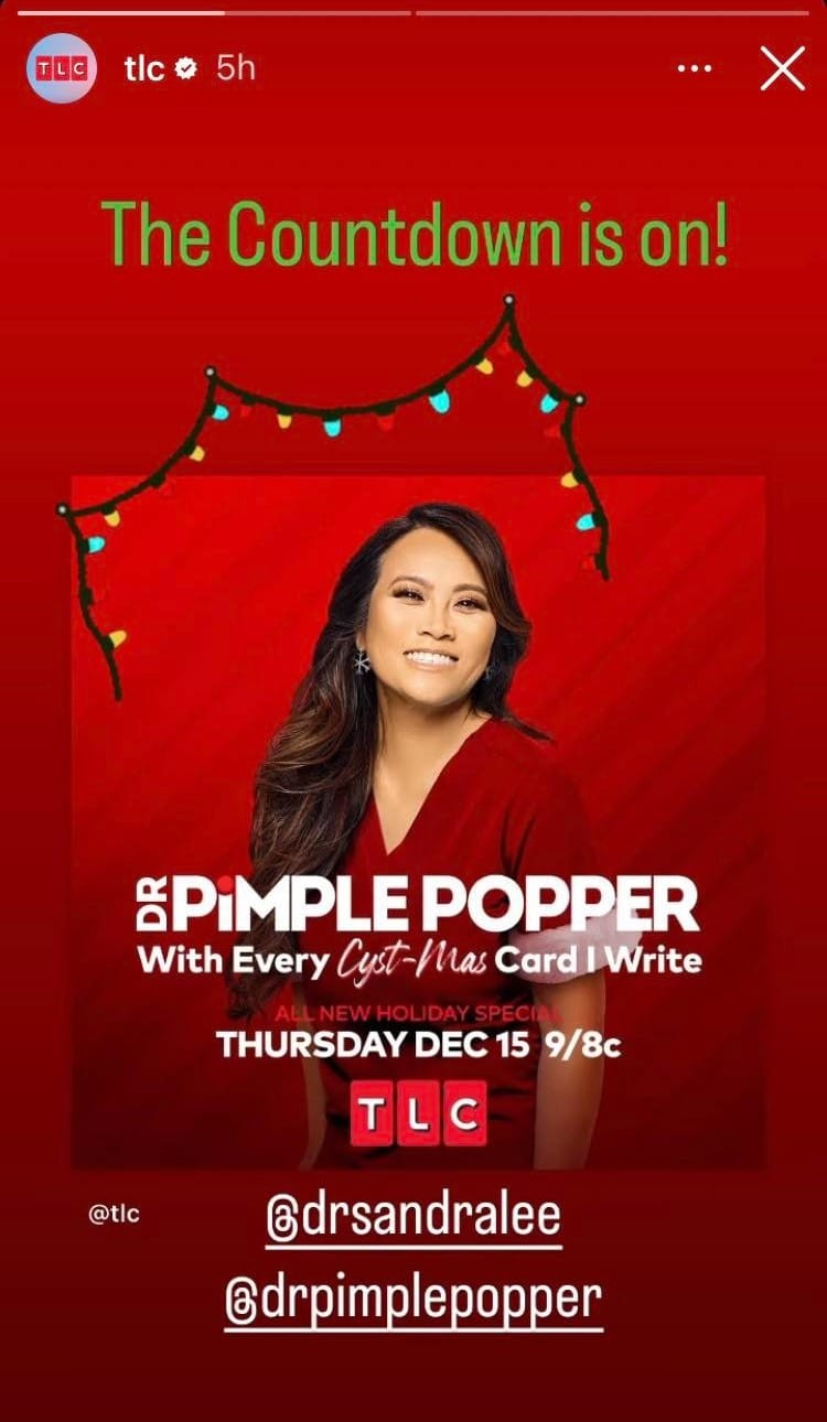 Dr. Lee from Dr. Pimple Popper, TLC Instagram account