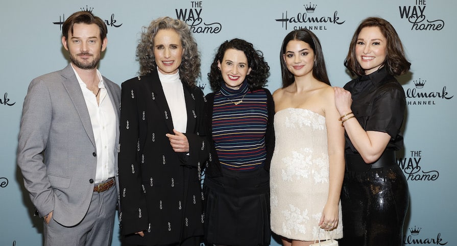Evan Williams, Andie MacDowell, Caitlin Brody, Sadie Laflamme-Snow and Chyler Leigh (Photo by Mike Coppola/Getty Images for Hallmark Media