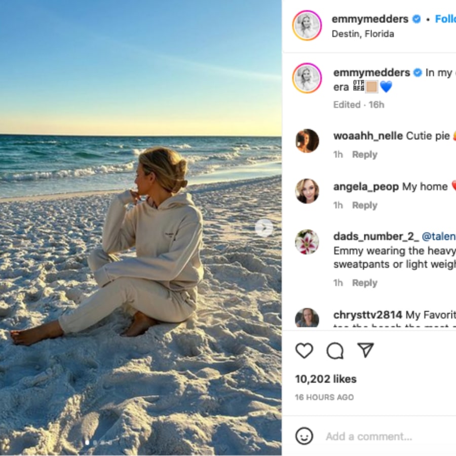 Emmy Medders Wears Sweats [Emmy Medders | Instagram]