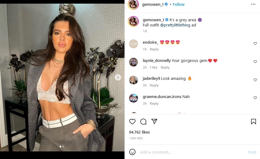 Gemma Owen Shows Off Stomach [Gemma Owen | Instagram]