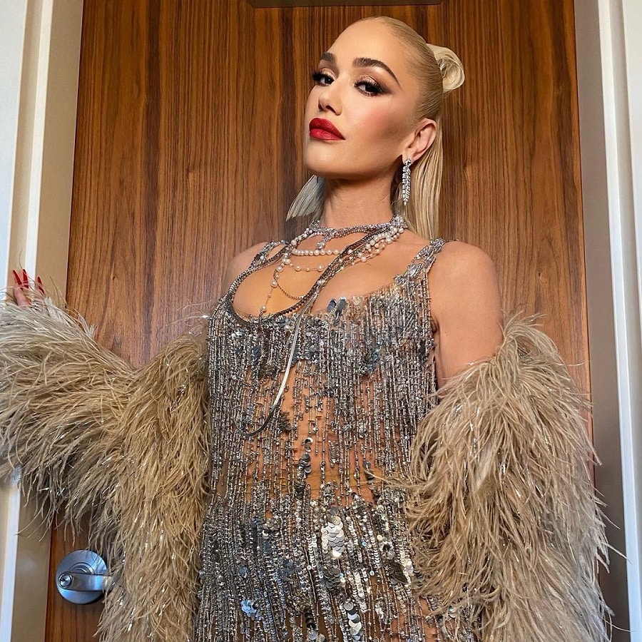 Gwen Stefani Wears Glamorous Silver Dress & Fur [Gwen Stefani | Instagram]