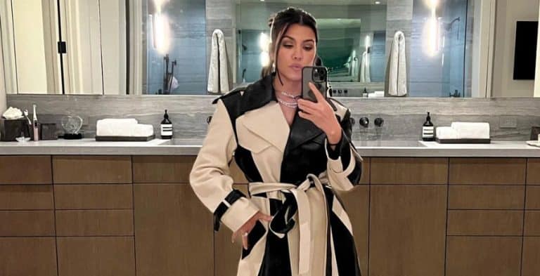 Kourtney Kardashian Comfy In Super Short Robe With No Bottoms