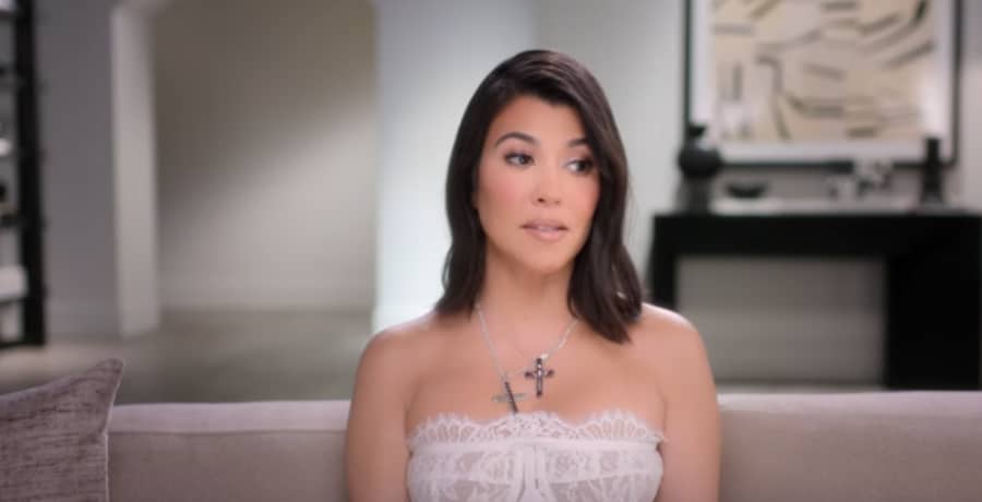 Kourtney Kardashian Wears White Lace Bustier