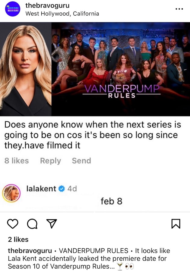 Lala Kent Announces Premiere Date [Screenshot: Instagram]