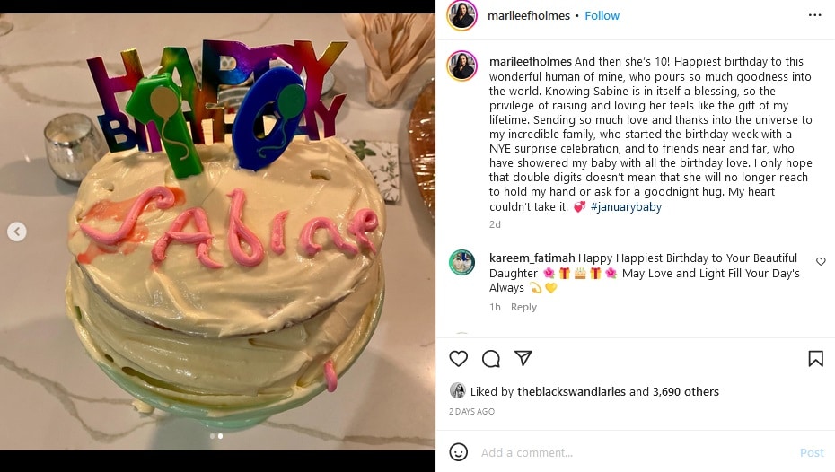 Marilee Fiebig Celebrates Sabine's 10th Birthday [Marilee Fiebig | Instagram]