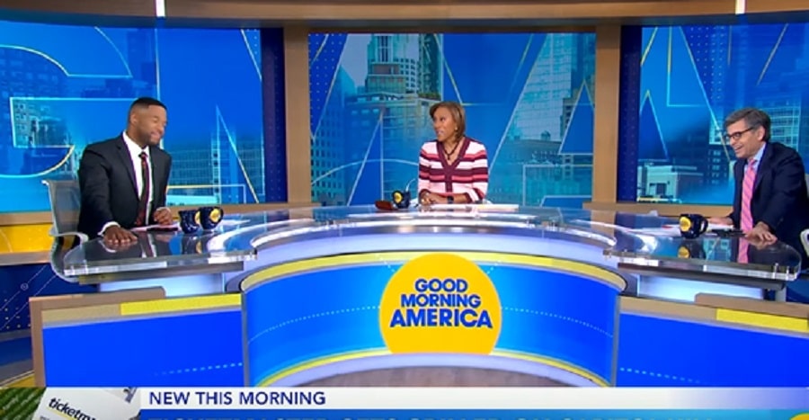 Michael Strahan, Robin Roberts, and George Stephanapoulos [GMA | YouTube]