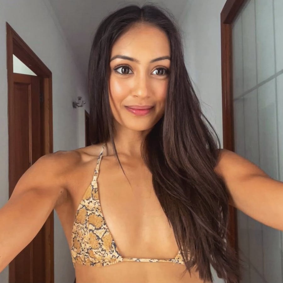 Priya Gopaldas Wears Snakeprint Bikini Top [Priya Gopaladas | Instagram]