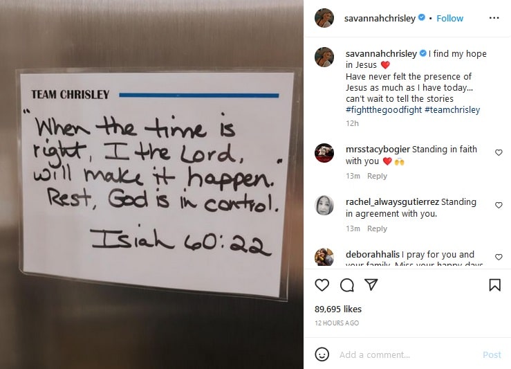 Savannah Chrisley Posts Message [Savannah Chrisley | Instagram]