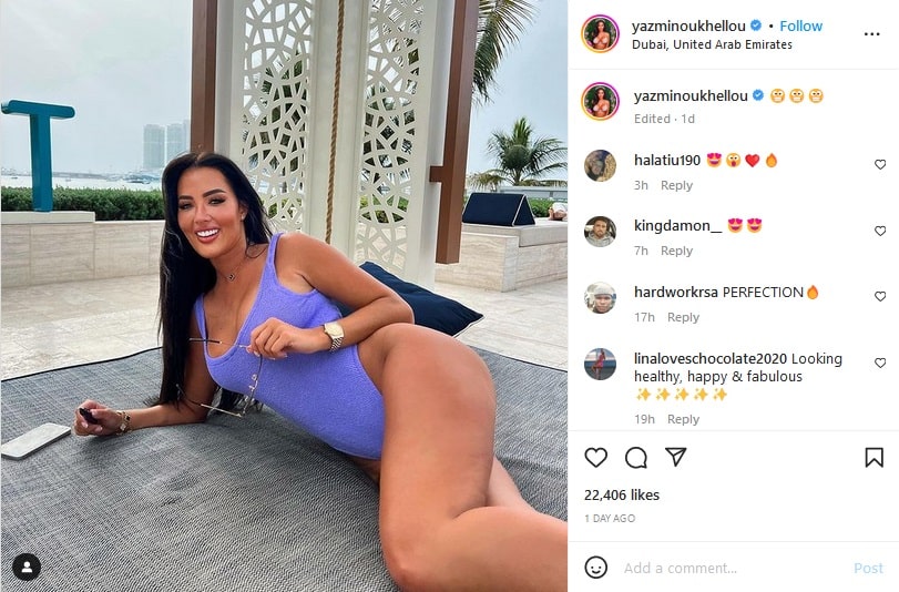 Yazmin Oukhellou Poses In Swimsuit [Yazmin Oukhellou | Instagram]