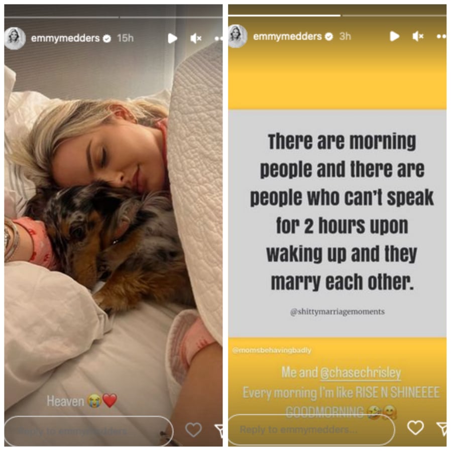 Emmy Medders Gets Sleep [Source: Instagram]