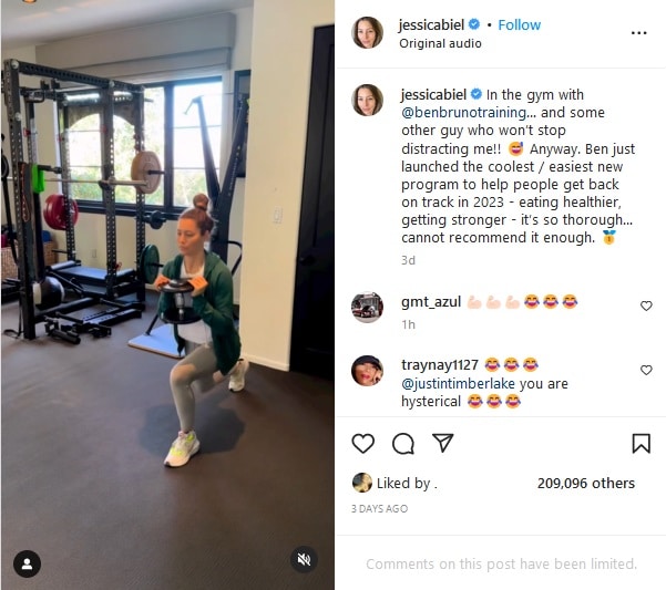 Jessica Biel Does Lunges [Source: Jessica Biel | Instagram]