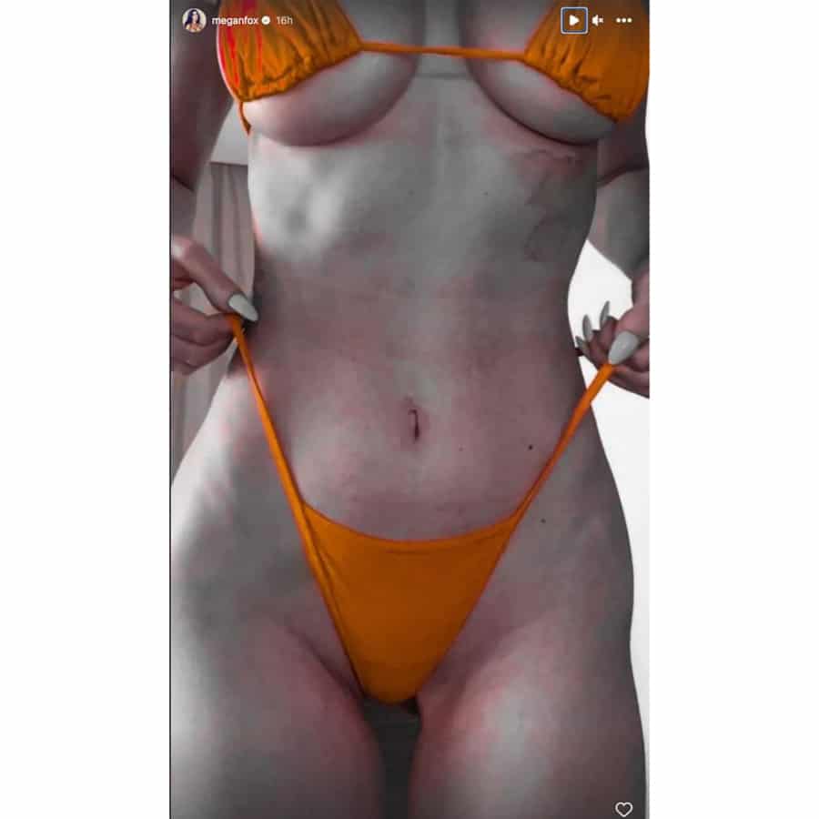 Megan Fox Wears Orange Micro-Bikini [Megan Fox | Instagram Stories]