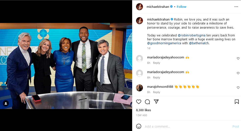 Michael Strahan With GMA Colleagues [Screenshot: Instagram]