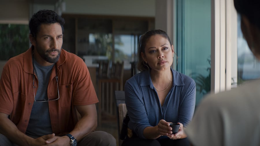 Pictured: Noah Mills as Jesse Boone and Vanessa Lachey as Jane Tennant. Photo: CBS ©2023 CBS Broadcasting, Inc. All Rights Reserved. Highest quality screengrab available.
