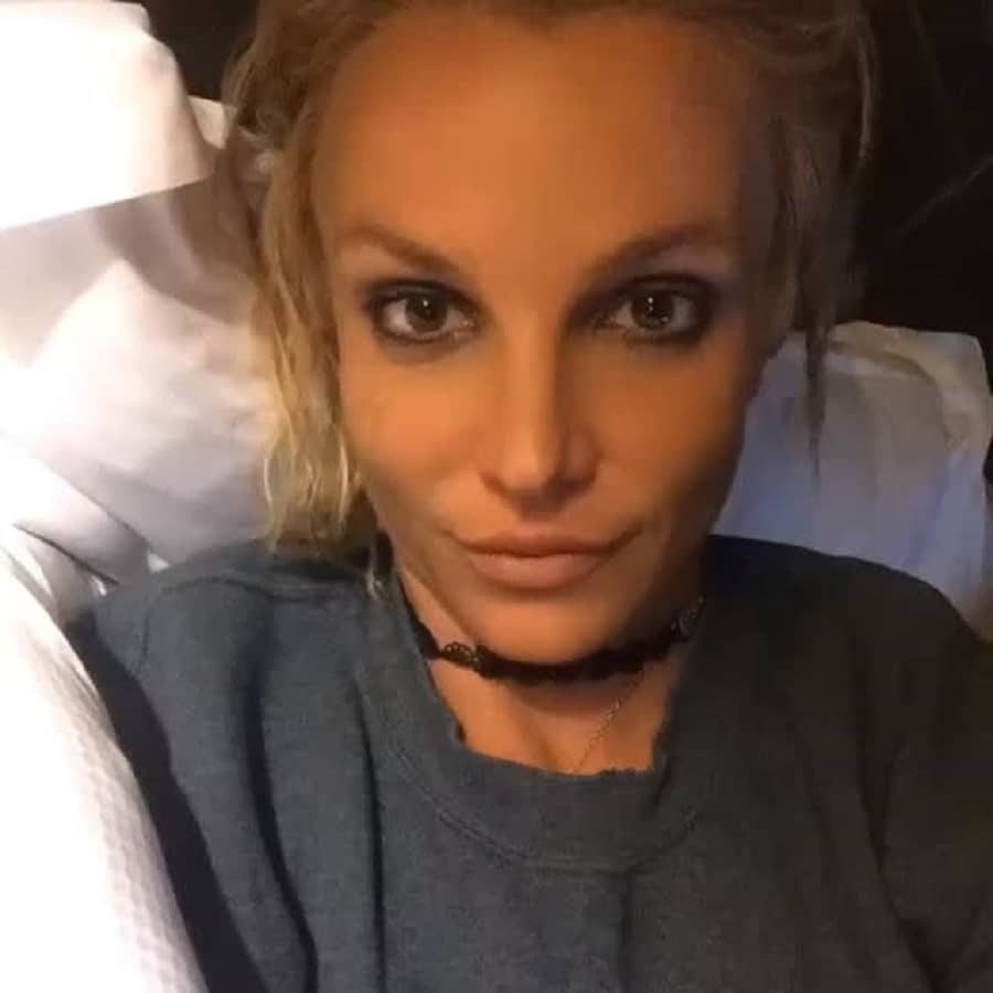 Britney Spears Wears Choker & Gray T-Shirt [Source: Britney Spears - Instagram]