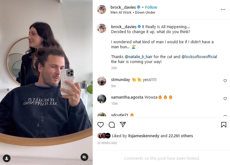 Brock Davies Gets A Haircut [Source: Brock Davies - Instagram]