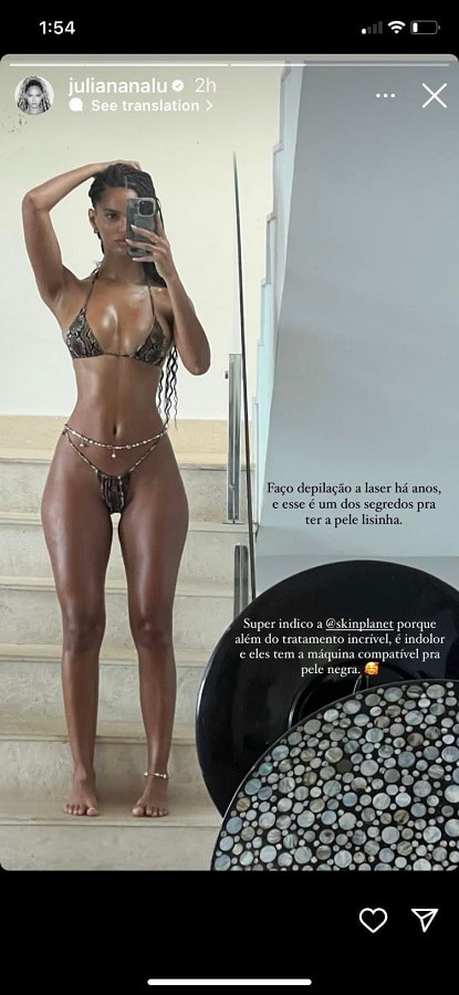 Juliana Nalu Wears Snake-Print Micro Bikini [Source: Juliana Nalu - Instagram Stories]