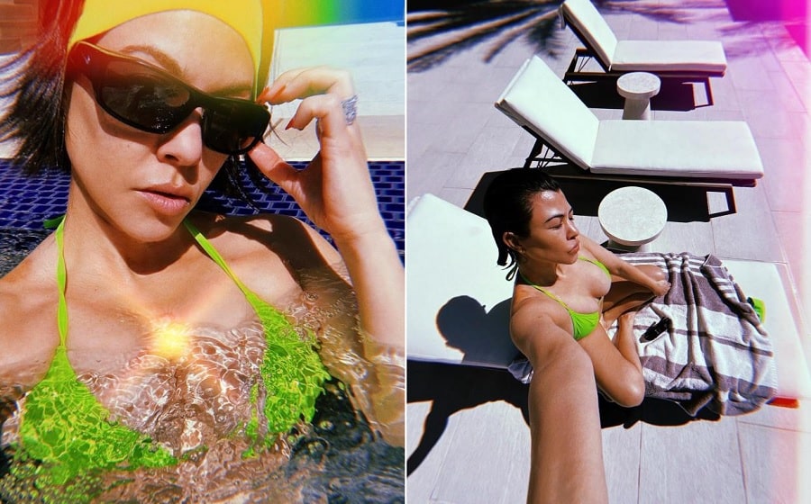 Kourtney Kardashian Busts Out Of Green Bikini [Source: Kourtney Kardashian - Instagram]