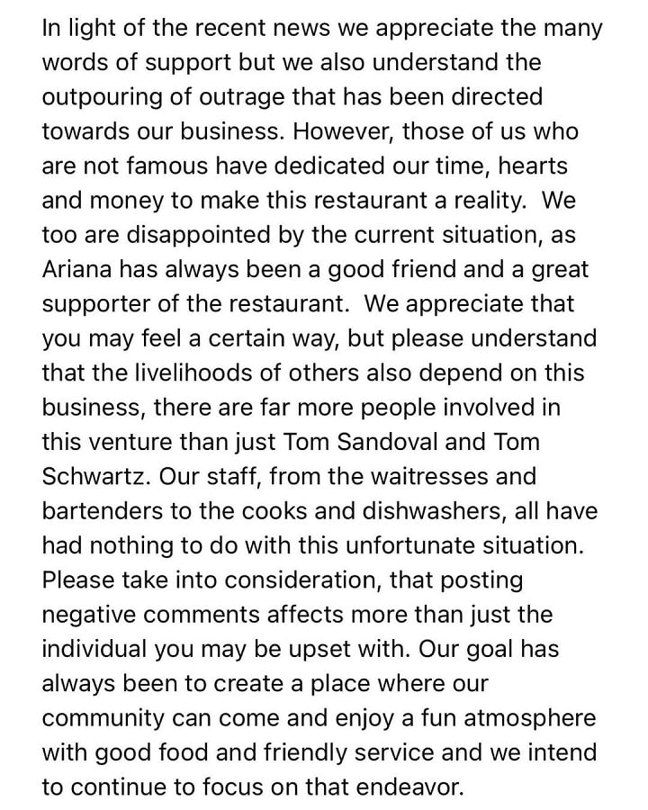 Schwartz & Sandy's Releases Statement [Source: Schwartz & Sandy's - Instagram]