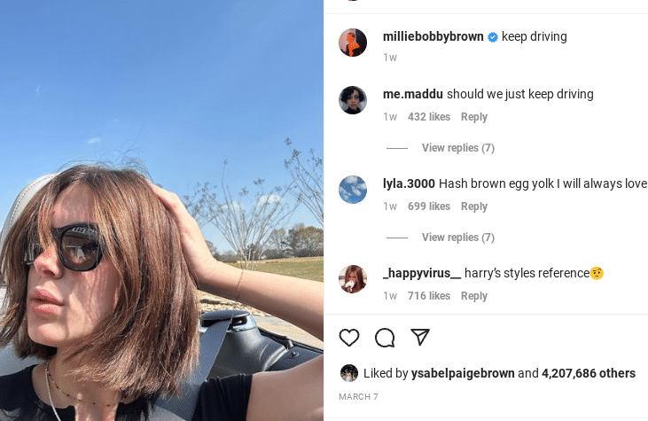 Millie Bobby Brown on Instagram: keep driving