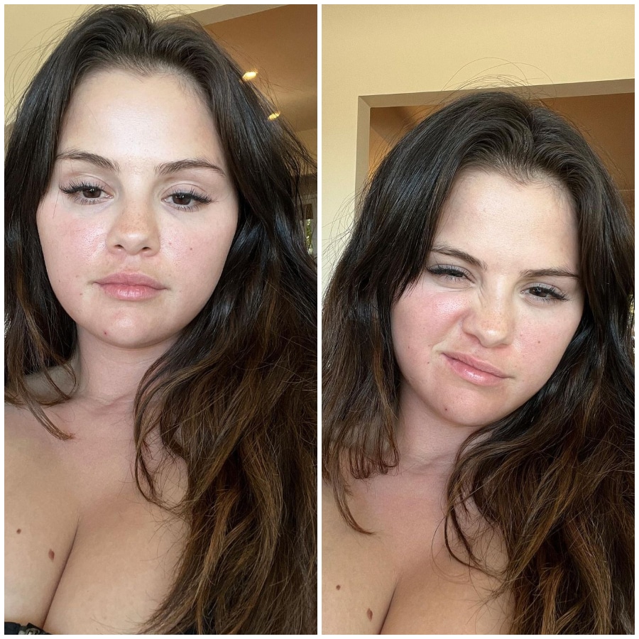 Selena Gomez And Miley Cyrus Porn - Selena Gomez Teases Cleavage In Naked-Faced Selfie