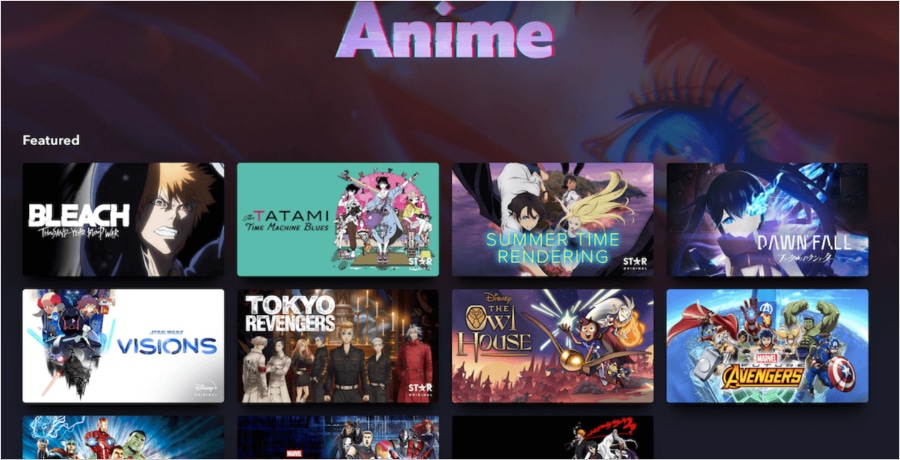 disney plus anime collection page
