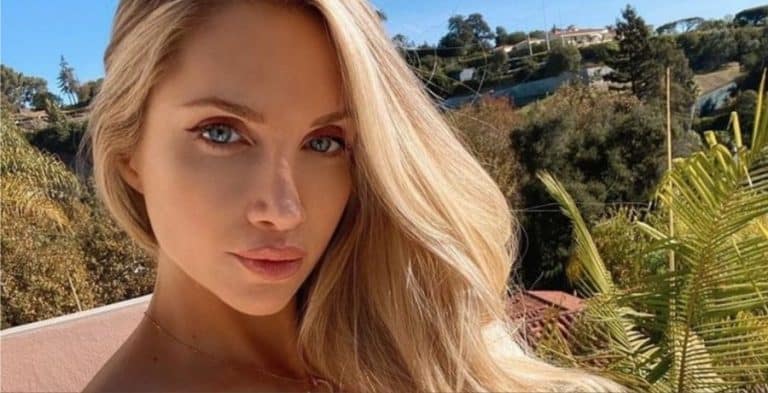Amanda Lee Plunges Out Of Skintight Brown Dress
