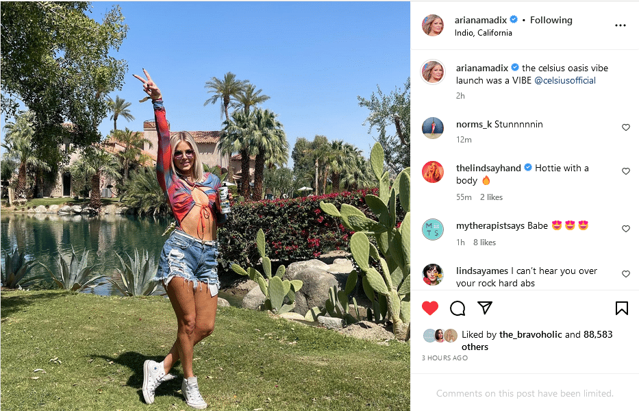 Ariana Madix Gives Peace Sign At Coachella [Source: Ariana Madix - Instagram]