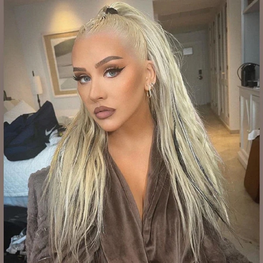 Christina Aguilera Wears Brown Robe [Source: Christina Aguilera - Instagram]