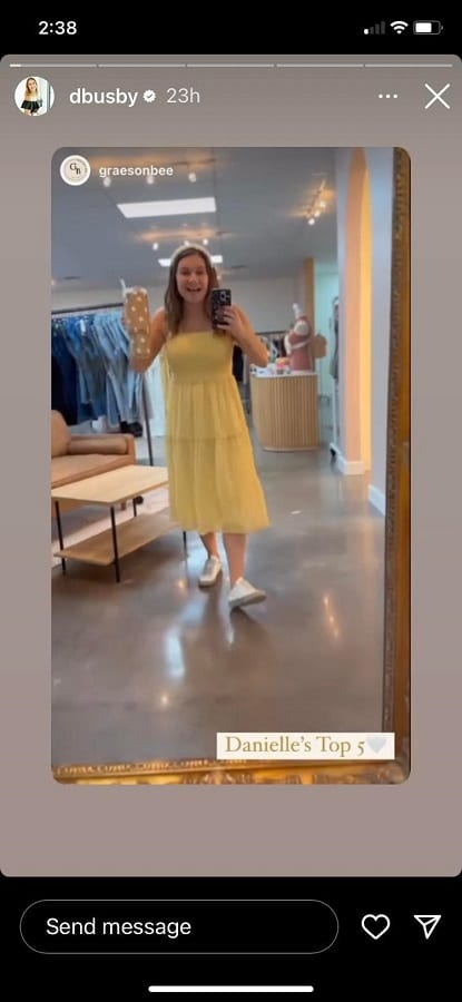 Danielle Busby Wears Yellow Dress [Source: Danielle Busby - Instagram Stories]