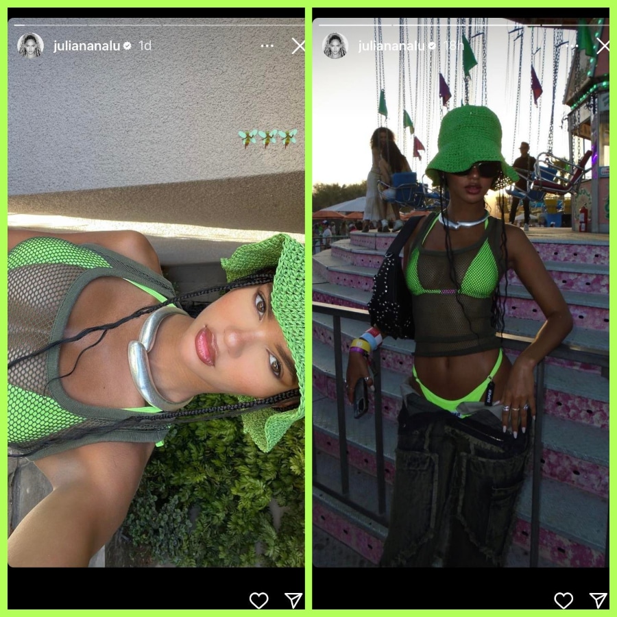 Juliana Nalu Rocks Neon Green Bikini [Source: Juliana Nalu - Instagram Stories]