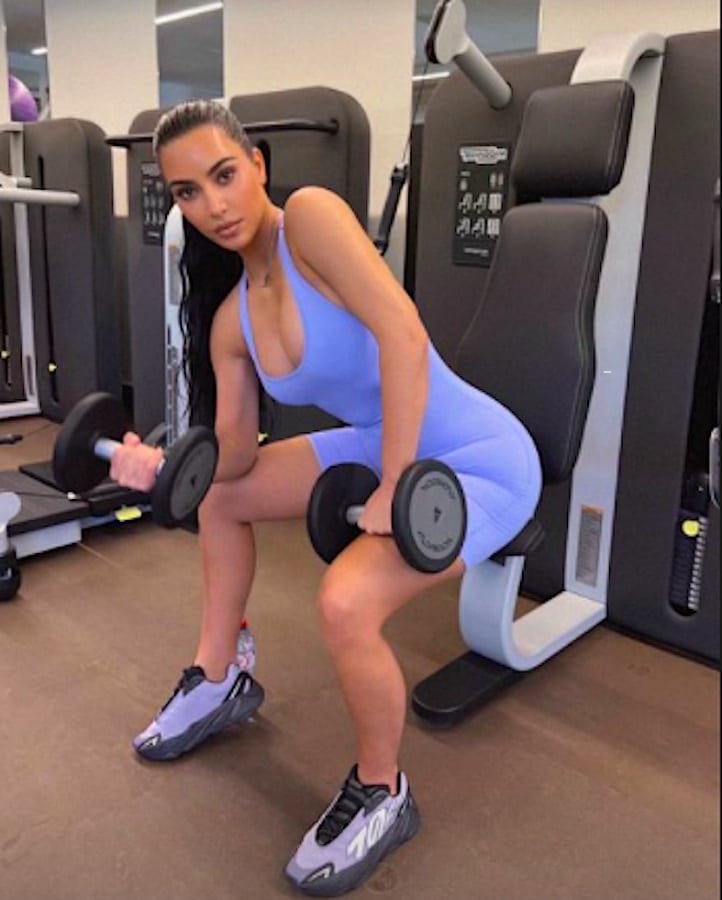 Kim Kardashian Poses In Pastel Blue Bodysuit [Source: Kim Kardashian - Instagram]