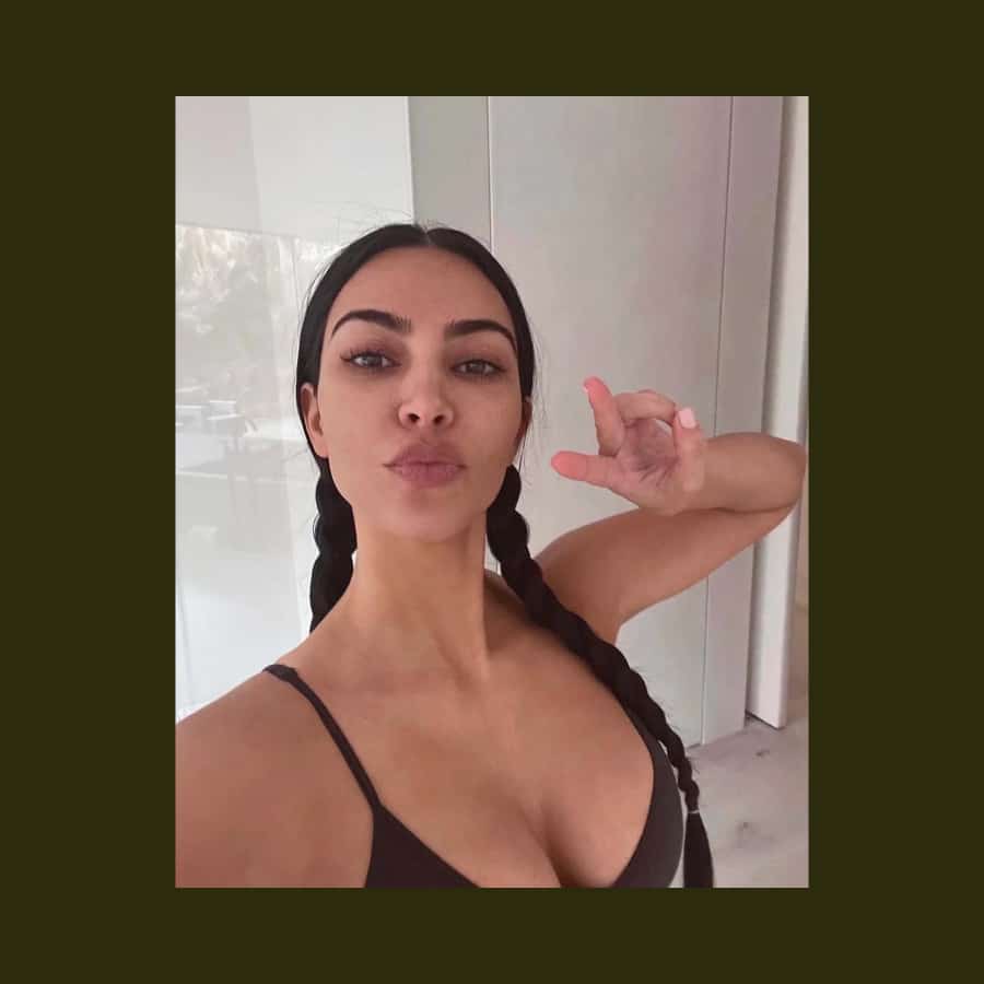 Kim Kardashian Wears Braided Pigtails [Source: Kim Kardashian - Instagram]