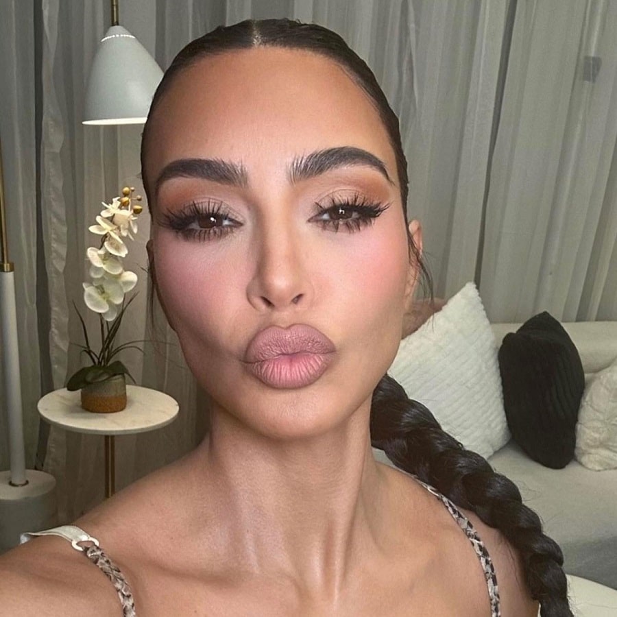Kim Kardashian Puckers In Cocktail Dress [Source: Kim Kardashian - Instagram]