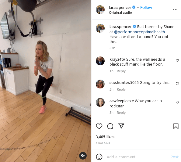 Lara Spencer Balances On One Leg [Source: Lara Spencer - Instagram]