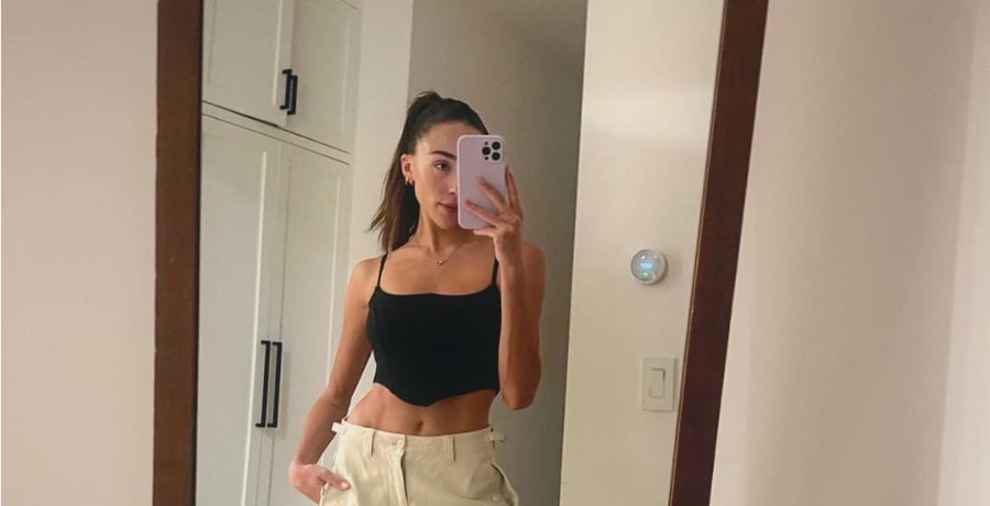 Sophia Culpo Wears Black Crop & Khaki Pants [Source: Sophia Culpo - Instagram]