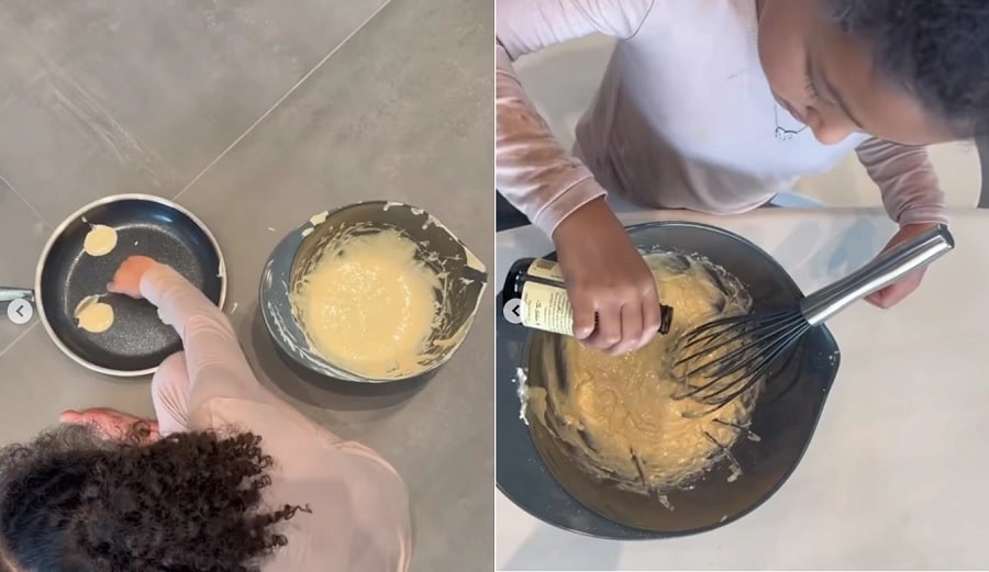 Stormi Webster Makes Pancakes [Source: Kylie Jenner - TikTok]